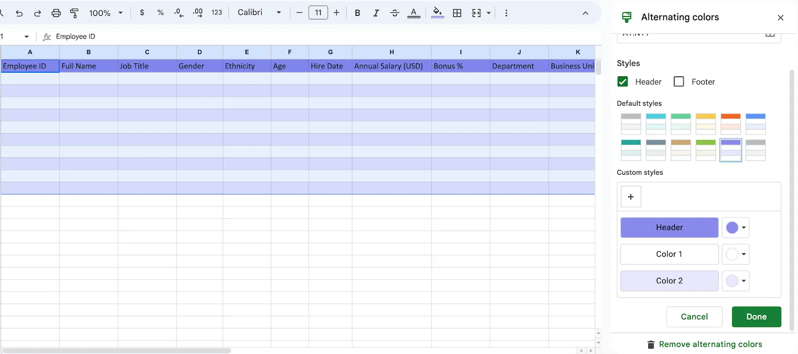 Como criar uma tabela no Google Sheets - Personalize sua tabela