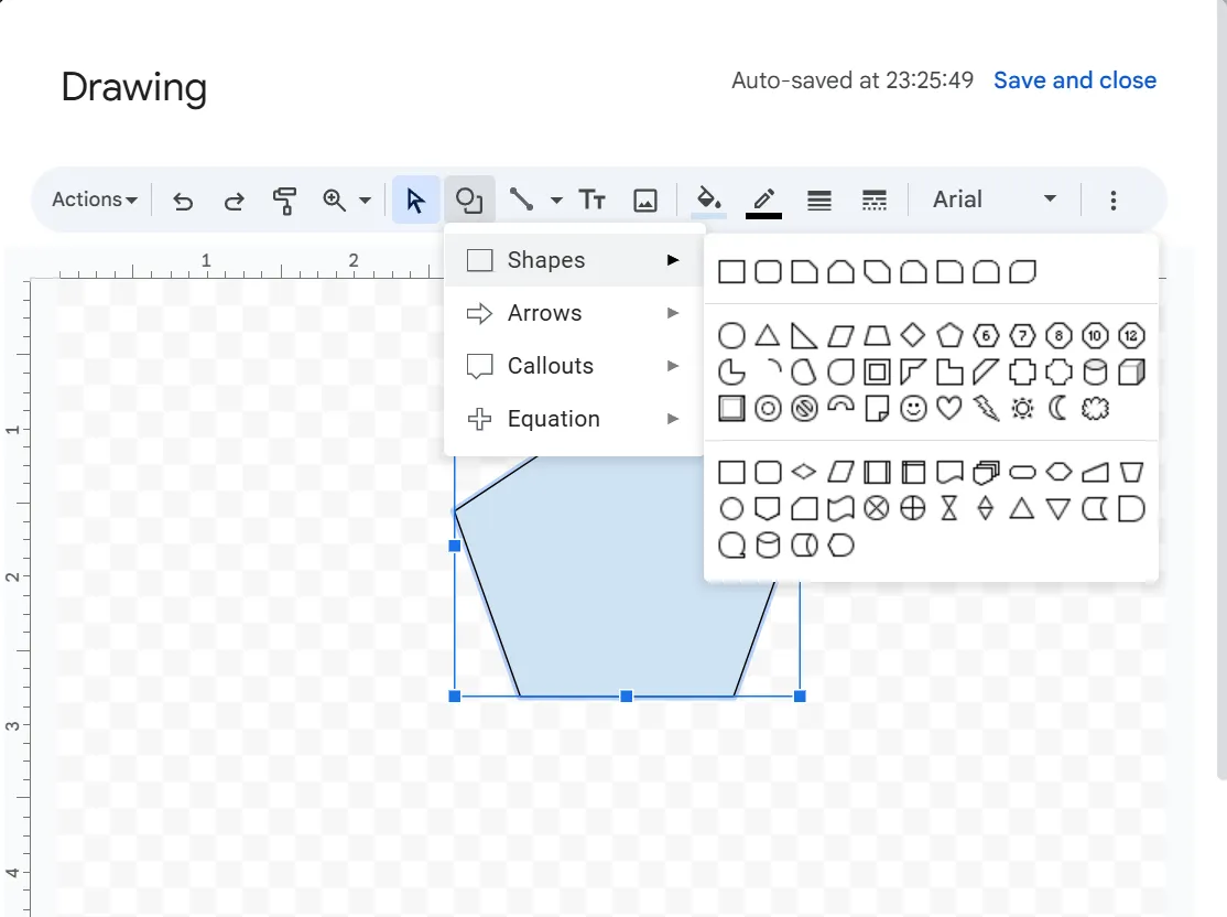 Klikněte na Tvary a další možnosti a vytvořte svůj vývojový diagram_Jak vytvořit grafický organizér v Google Docs