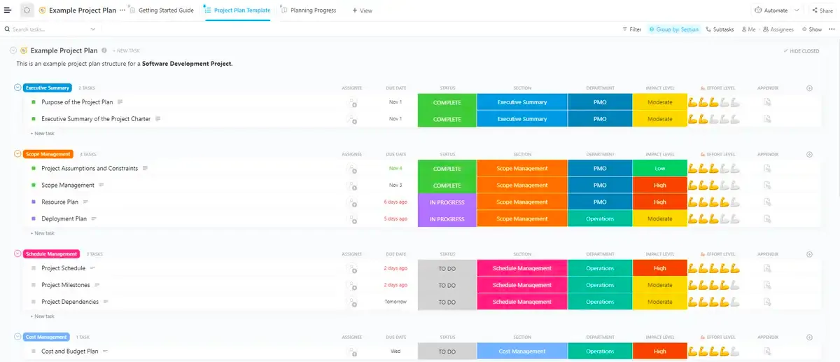 Simplifique os sprints de desenvolvimento de produtos com um modelo de plano de projeto personalizado.