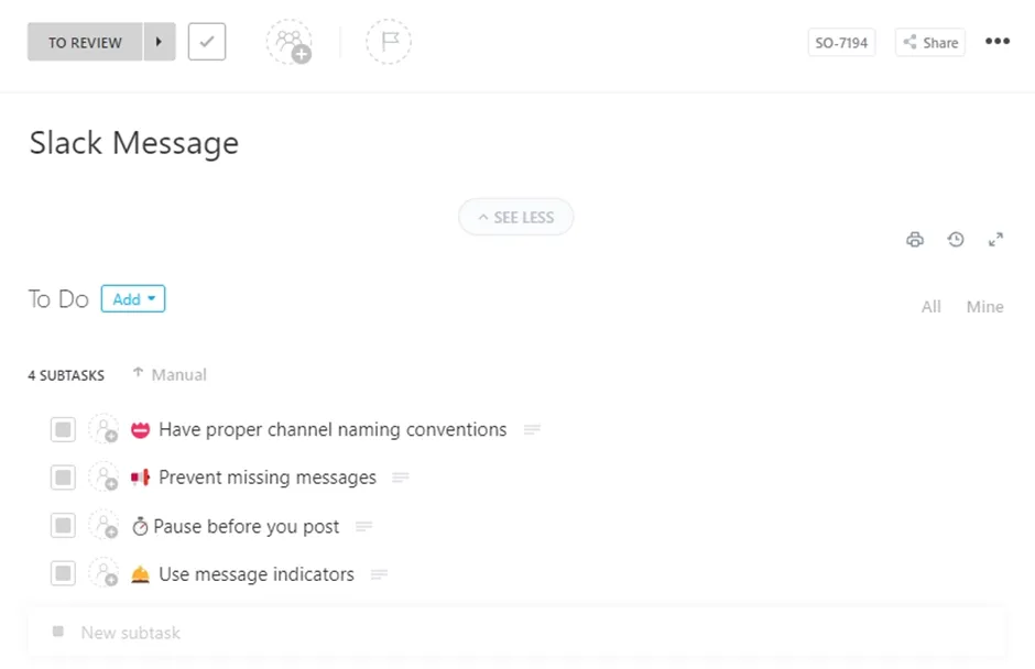 ClickUp 인스턴트 메시지 템플릿