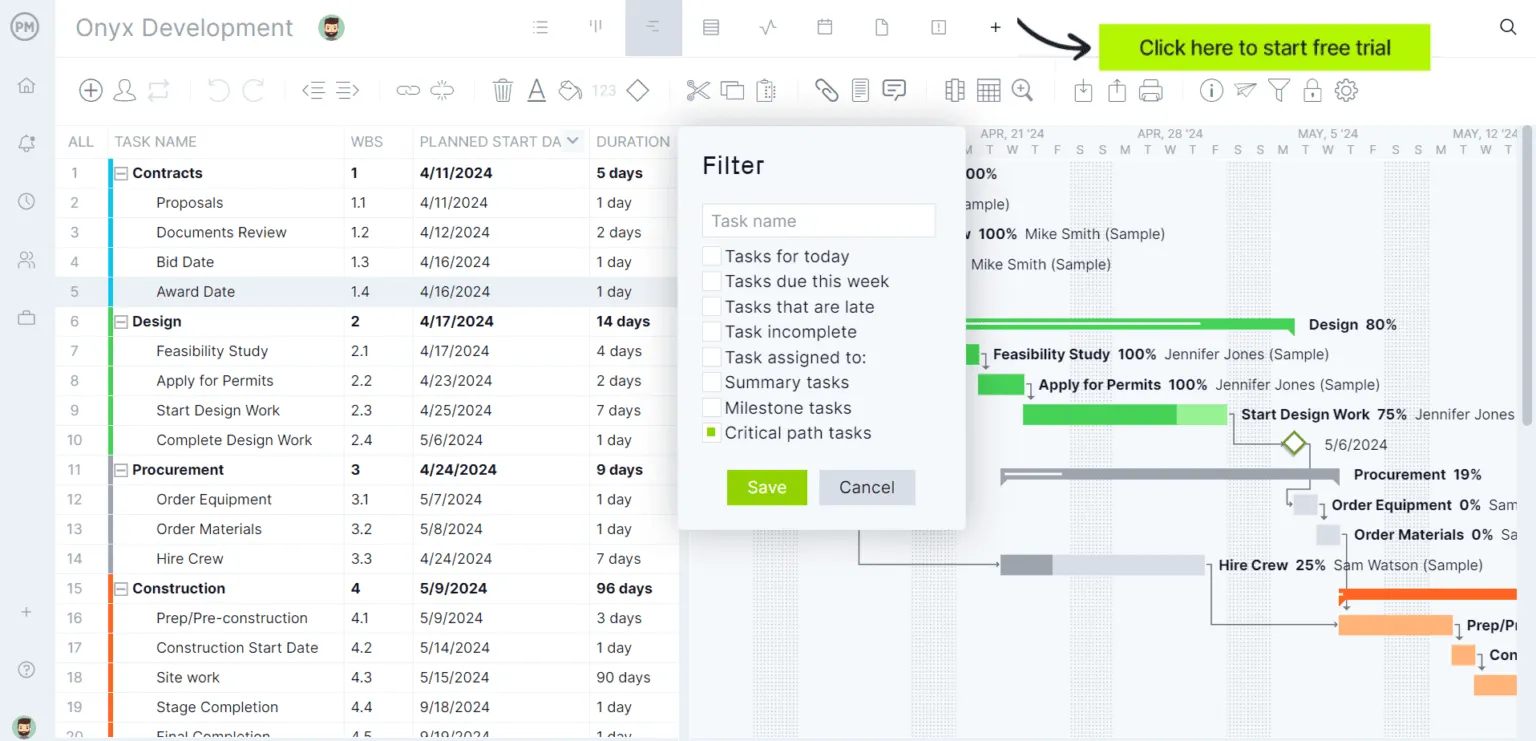 แม่แบบเส้นทางวิกฤต: แม่แบบเส้นทางวิกฤตใน Excel