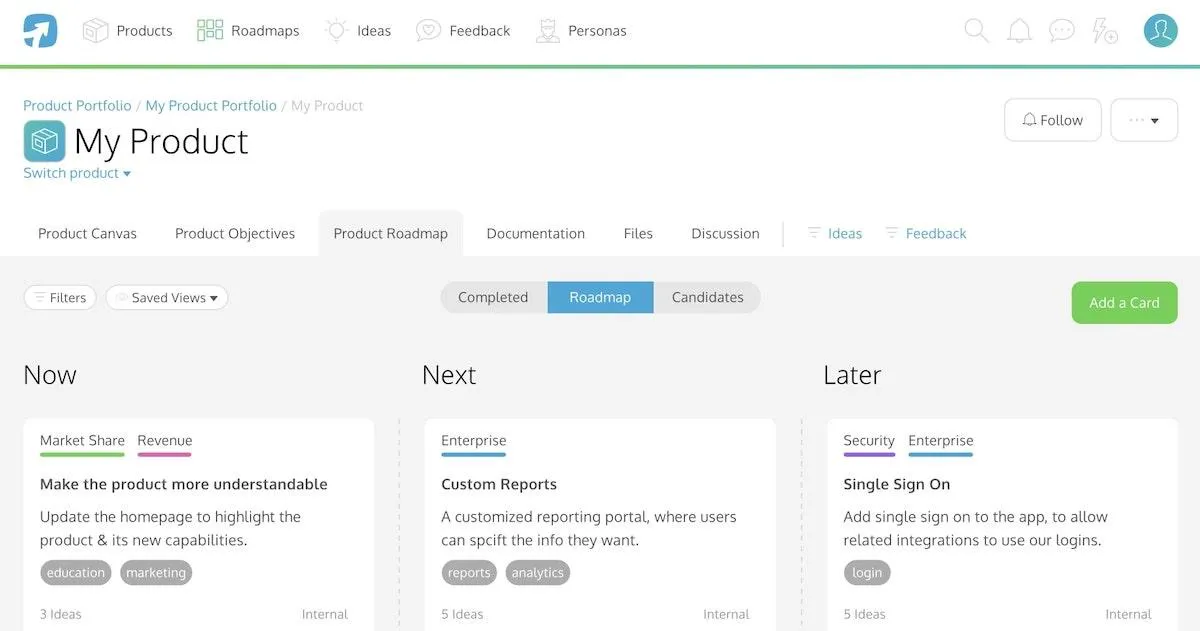 Alternativas a Productboard: Prodpad