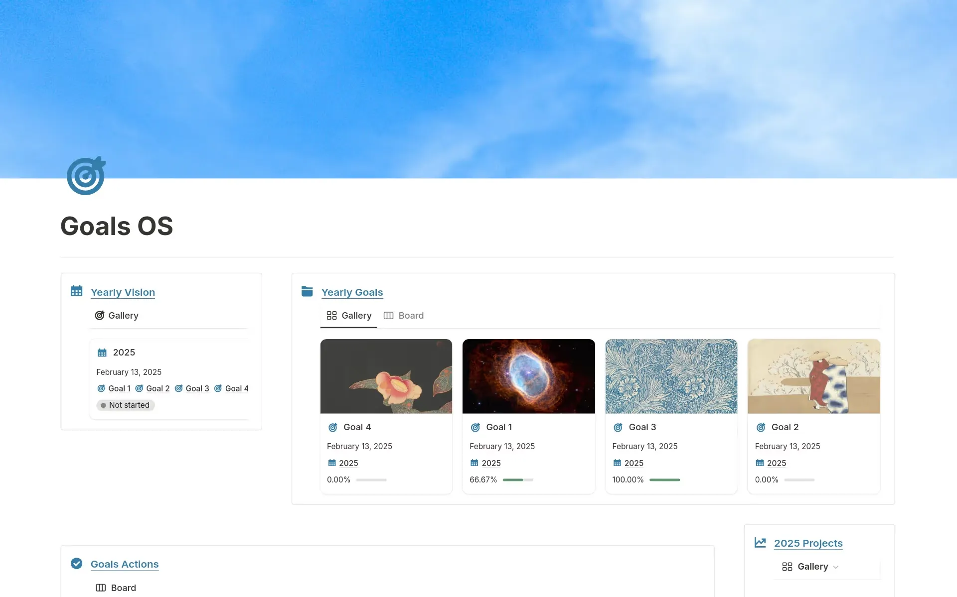 Modèle d'objectifs Notion : modèle Goals Tracker OS par Notion