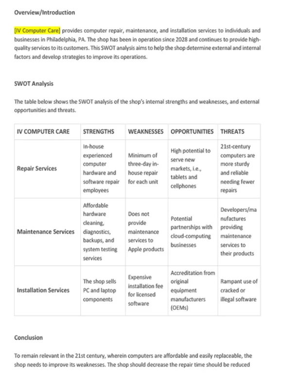 Modèle d'analyse SWOT pour les startups par Template.net