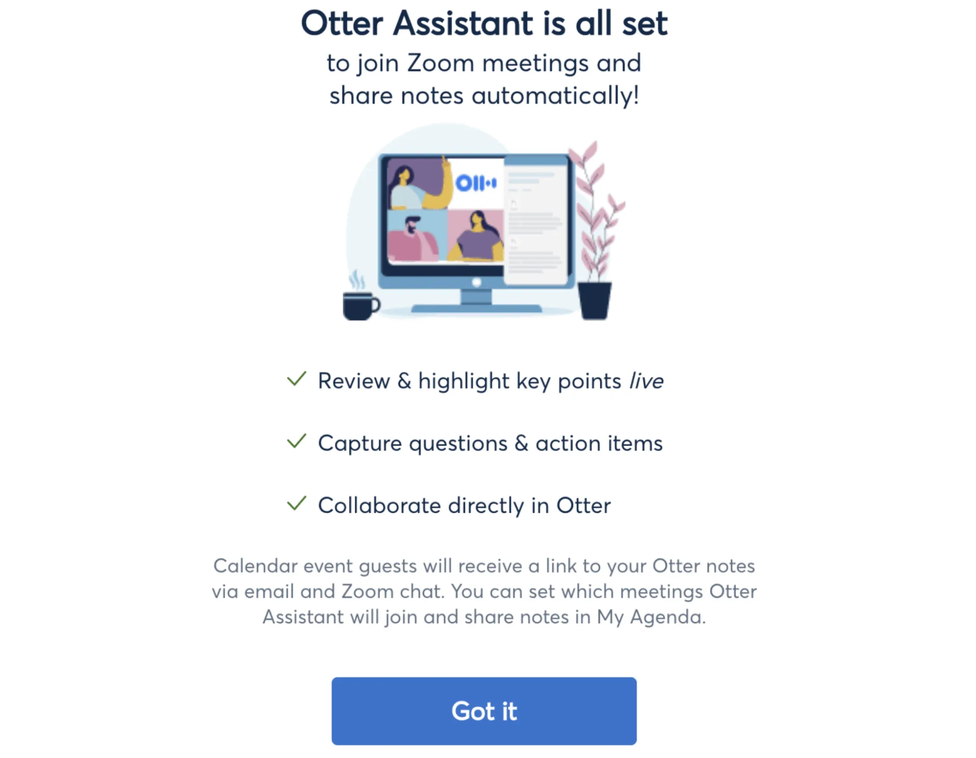 قم بتمكين Otter Assistance عبر Otter.ai - كيفية استخدام Otter AI مع Zoom