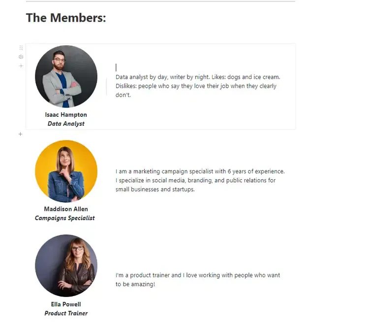 Stellen Sie Ihre Team-Mitglieder vor und verfolgen Sie ihren Fortschritt mit der ClickUp-Vorlage „Meet the Team“ (Das Team kennenlernen).