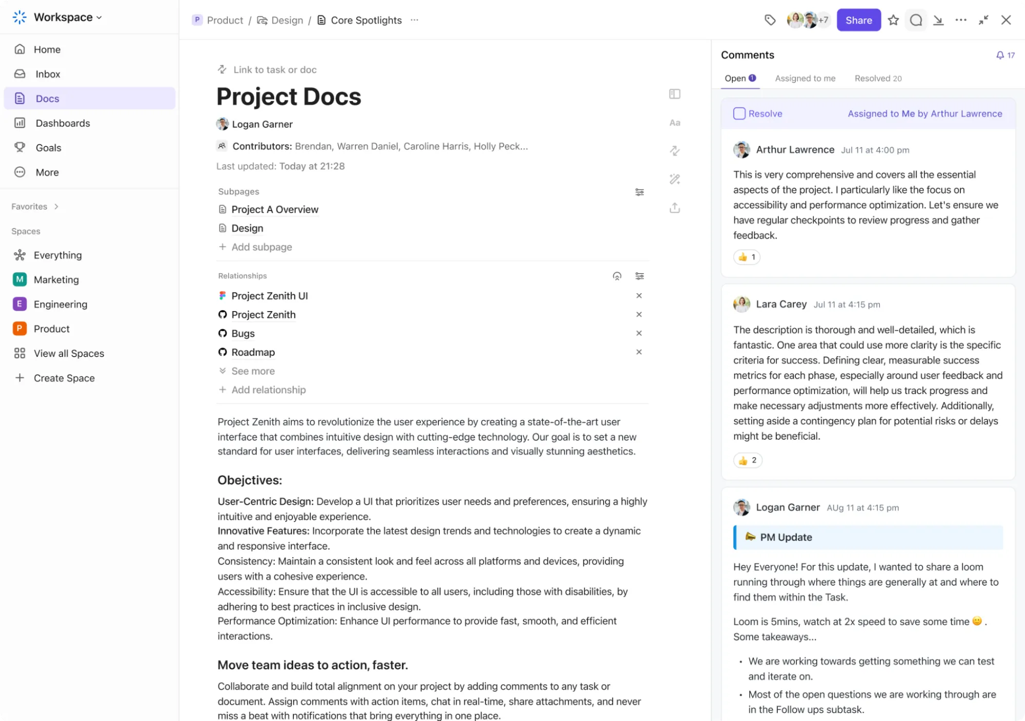ClickUp Docs: consolidamento SaaS
