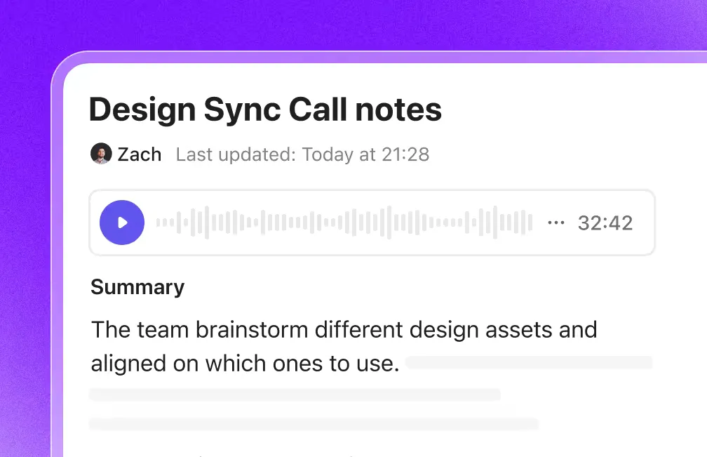 ClickUp AI Notetaker — Samenvatting van vergaderingen