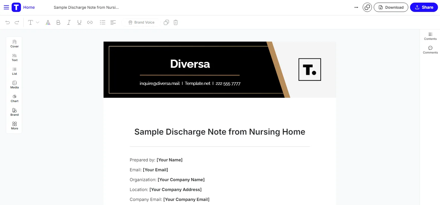 Пример за бележка за изписване от дом за медицински грижи от Template.Net