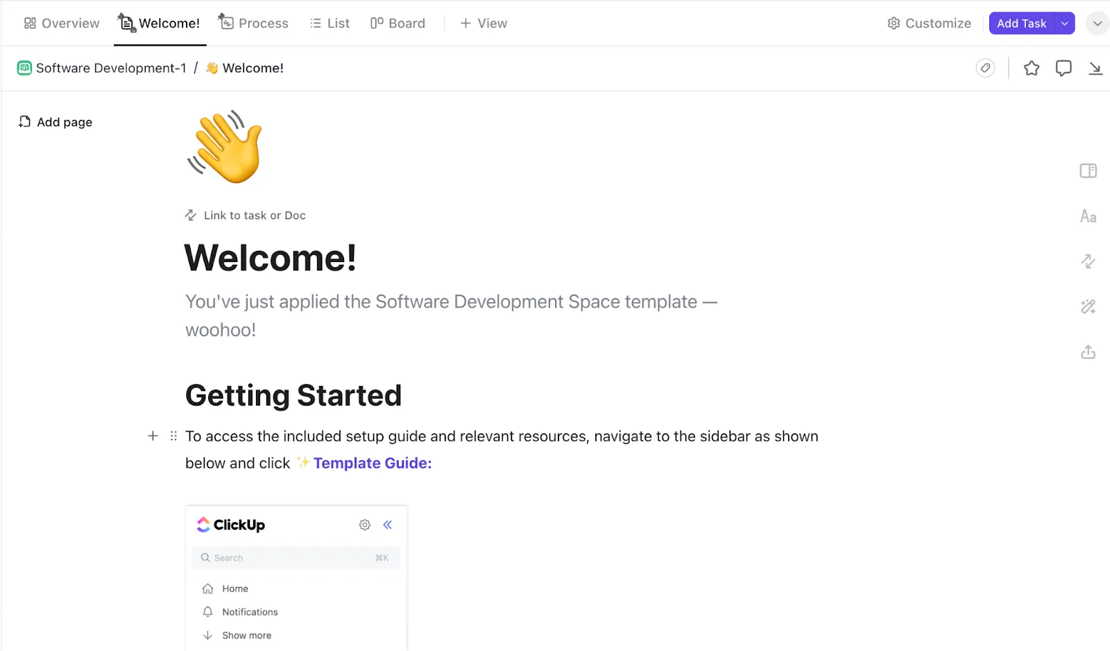 Modello di sviluppo software ClickUp