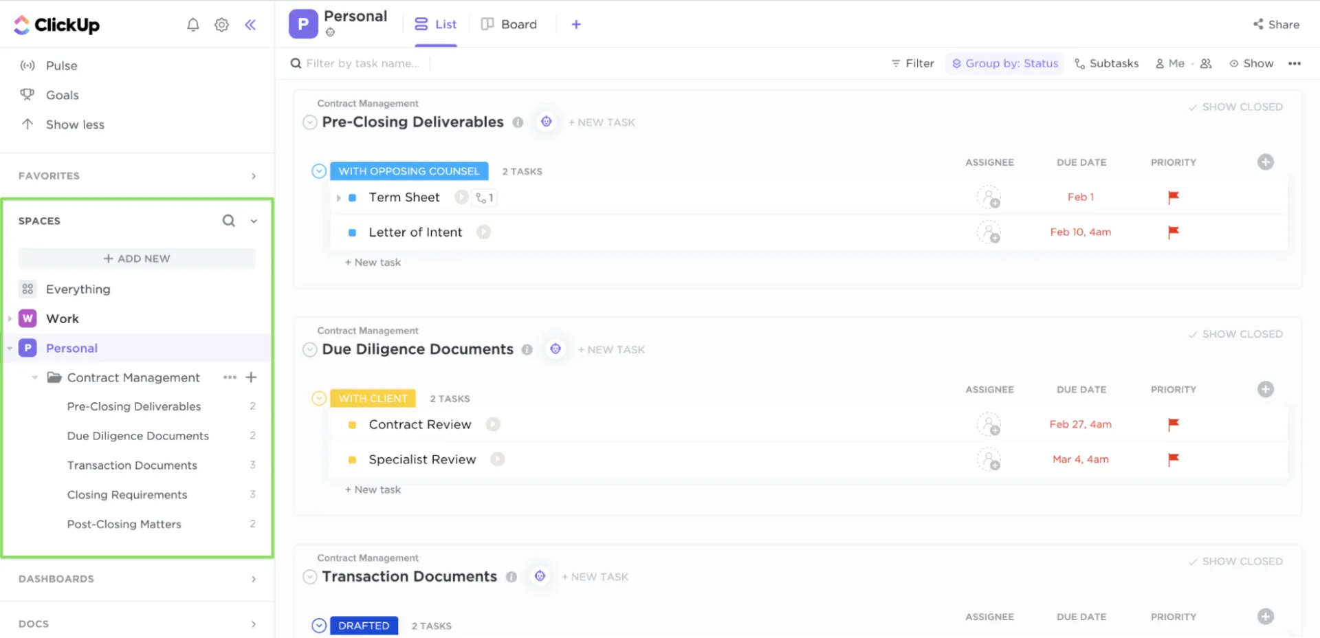 Attività di ClickUp