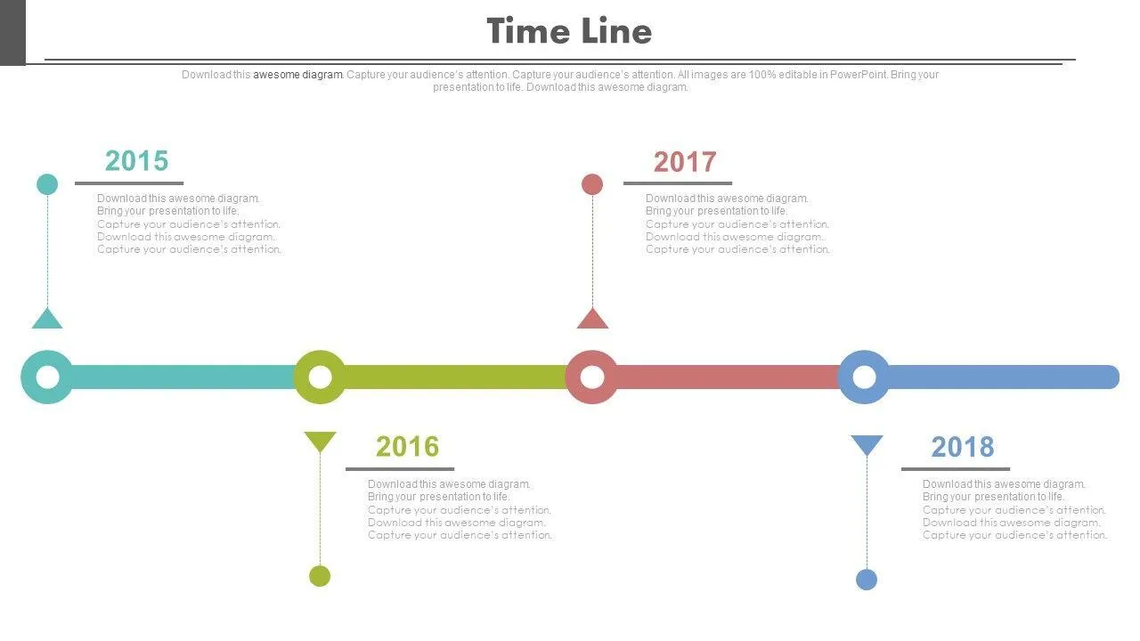Modello PowerPoint per la sequenza della roadmap del team Slide