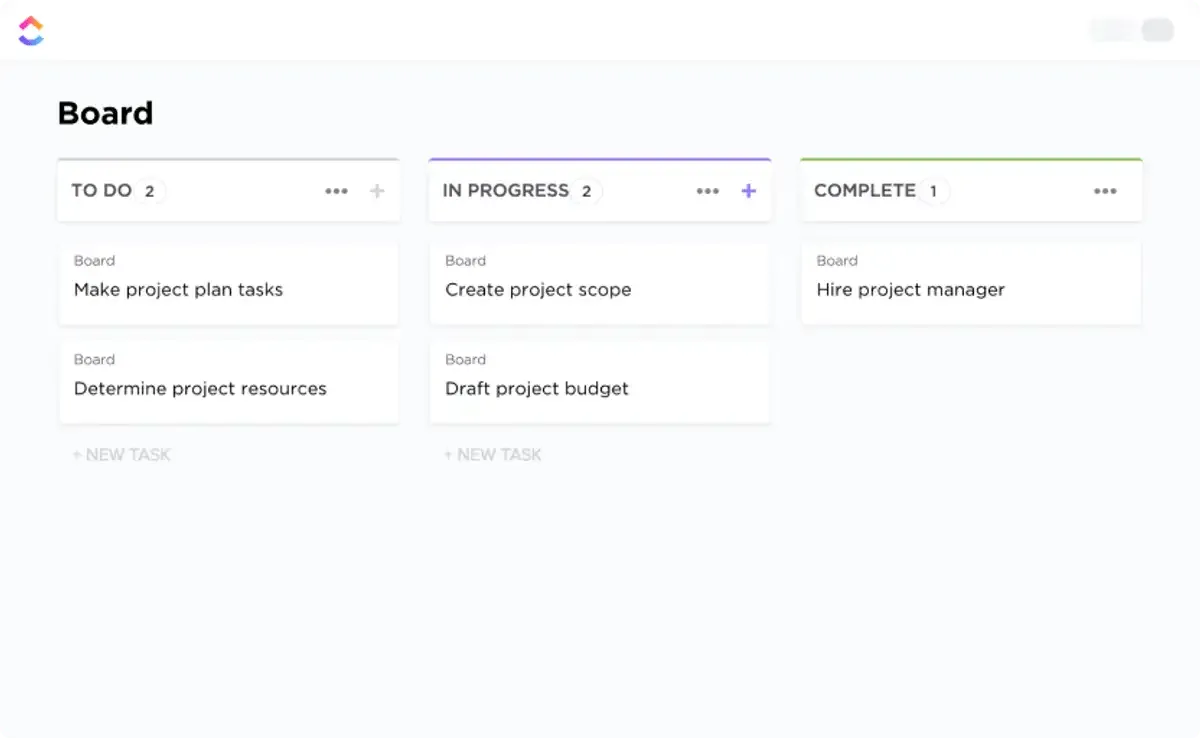 O modelo Kanban do ClickUp foi projetado para ajudá-lo a controlar o fluxo de trabalho da sua equipe.