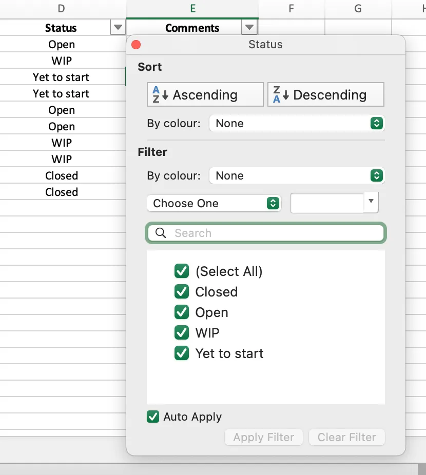 Lọc cột trong Excel