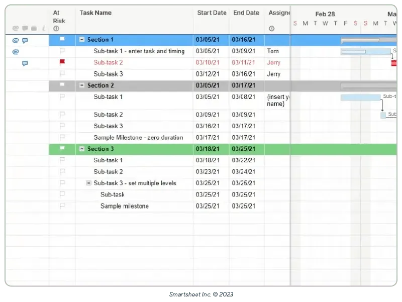 تخطيط يشبه Excel على Smartsheet