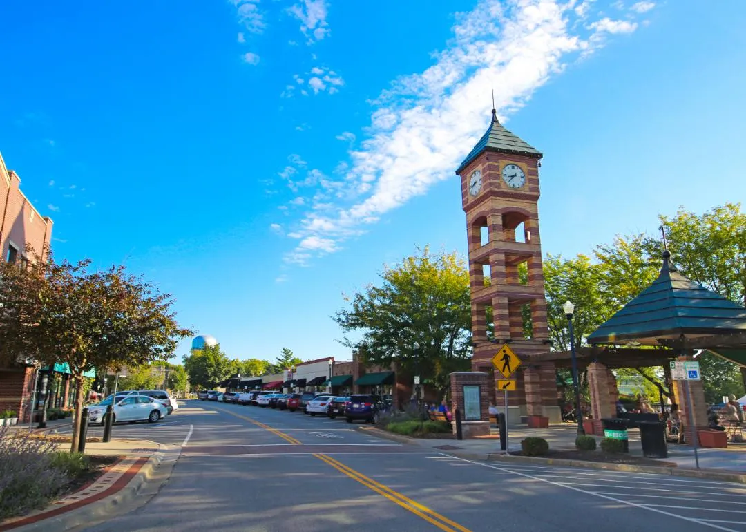 Streetview et tour de l'horloge à Overland Park, Kansas