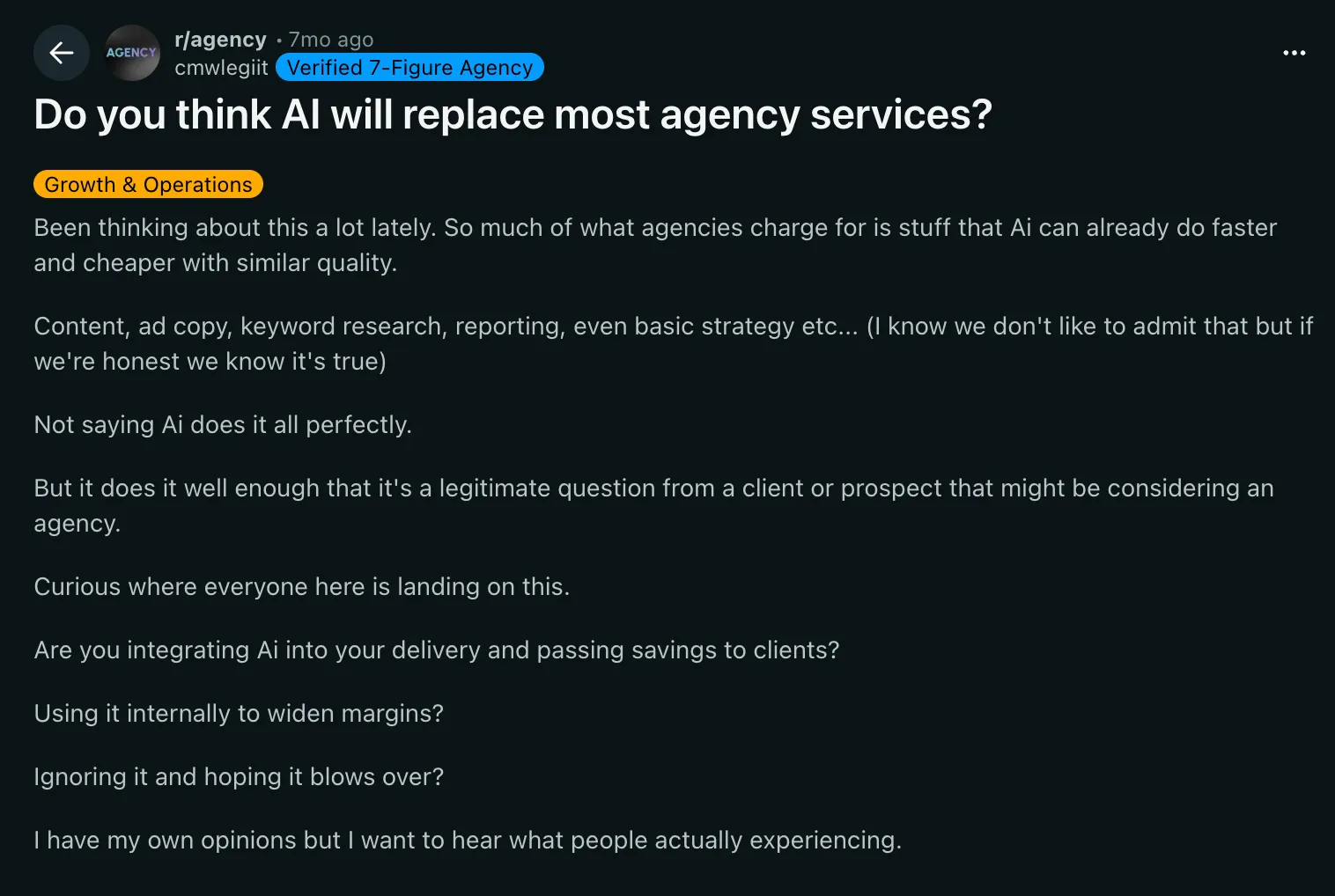 źródło: Reddit: Wydajność agencji marketingowej