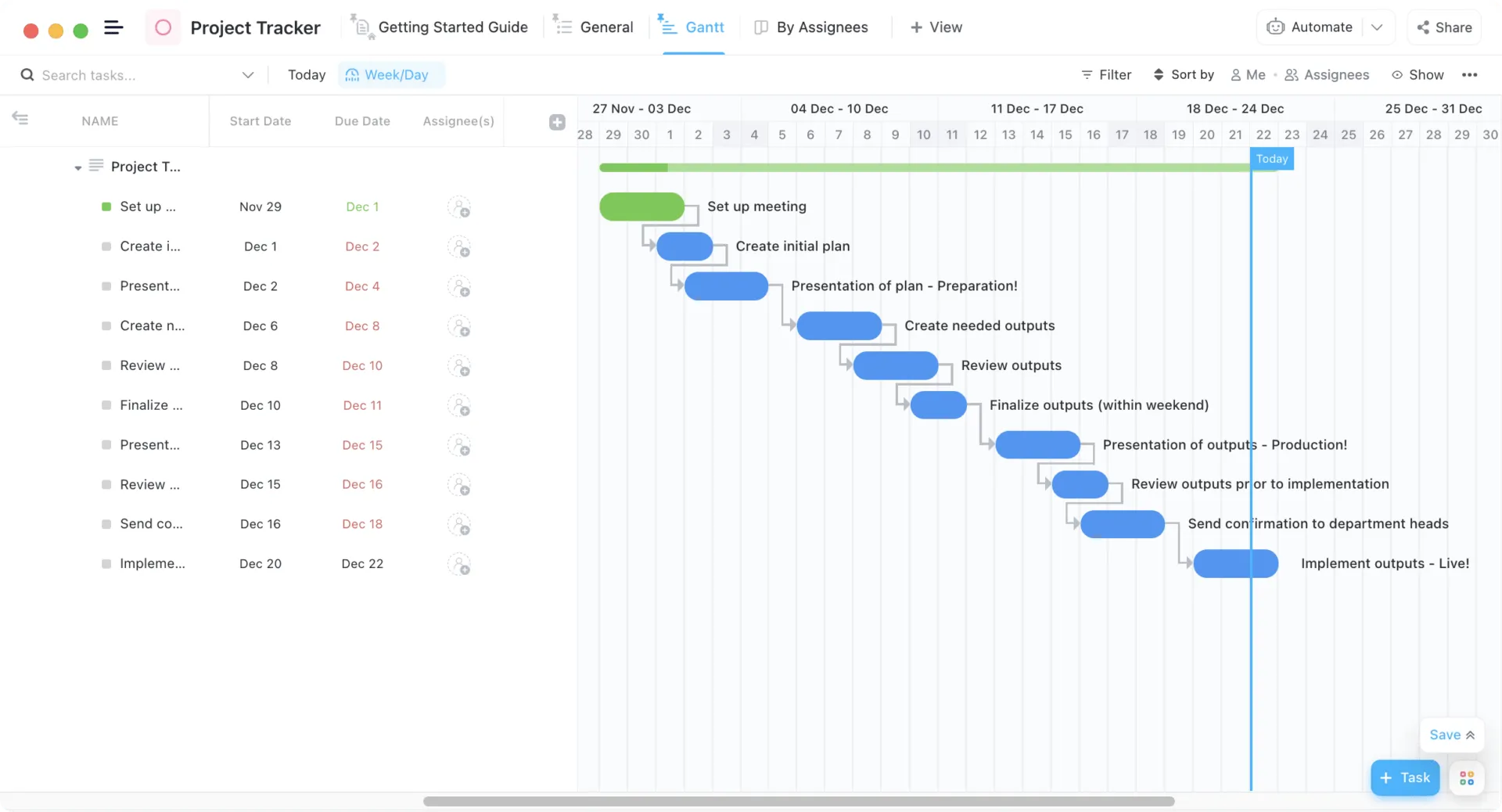 Template Diagram Gantt Pelacak Proyek ClickUp