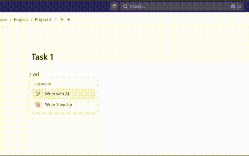 Sử dụng ClickUp Brain để tạo tiểu sử