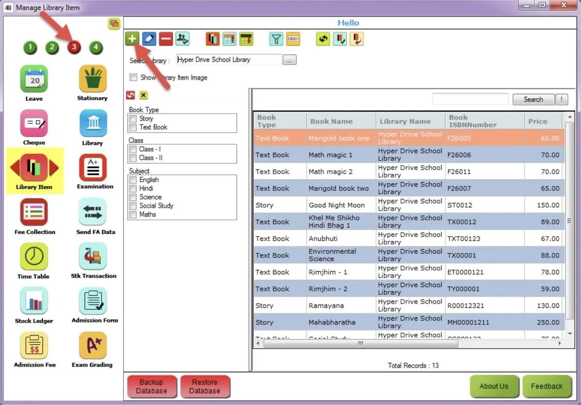 Software di gestione universitaria: gestione degli elementi della biblioteca in Hyper Drive