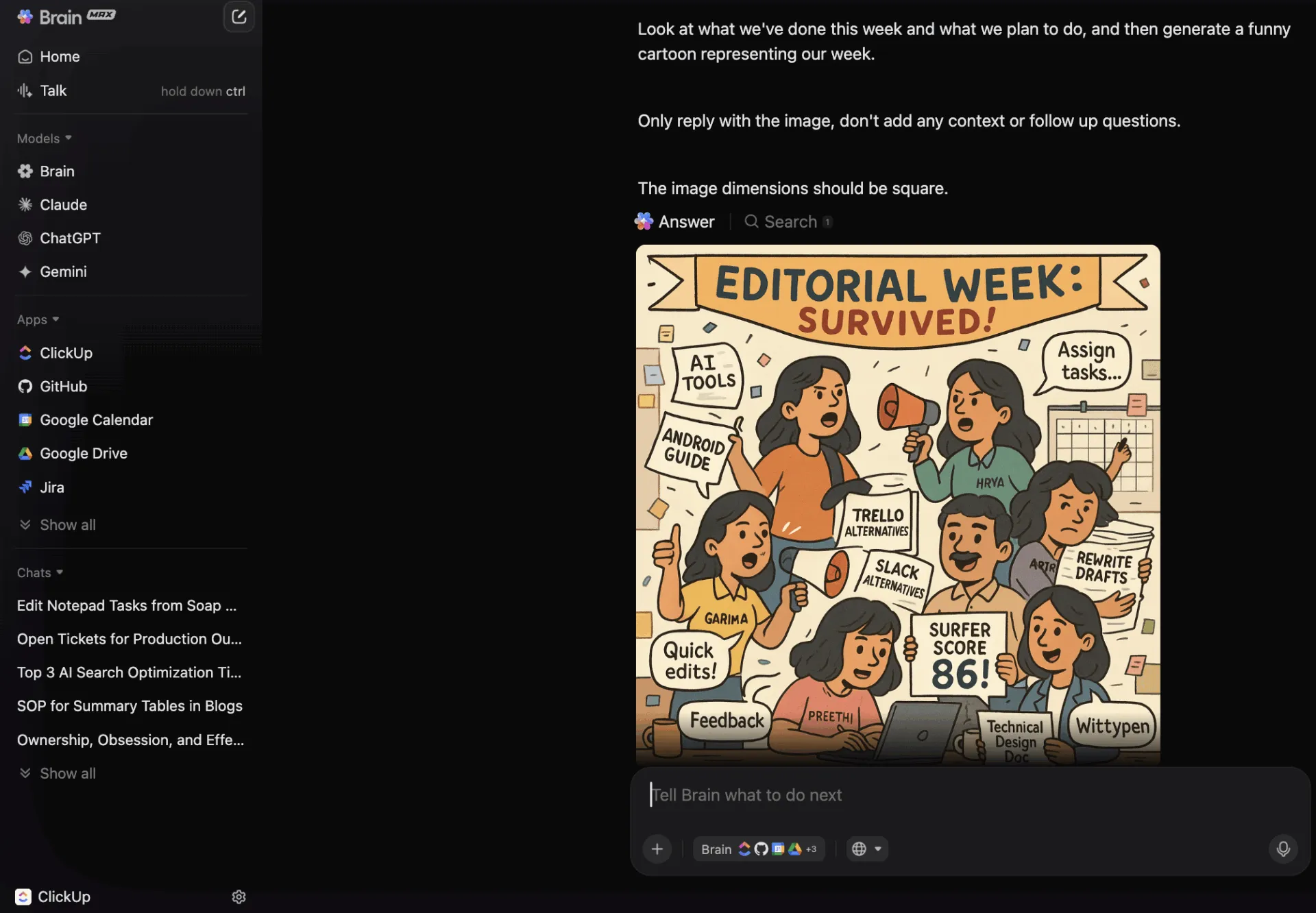 Generowanie obrazów przez AI w ClickUp Brain MAX