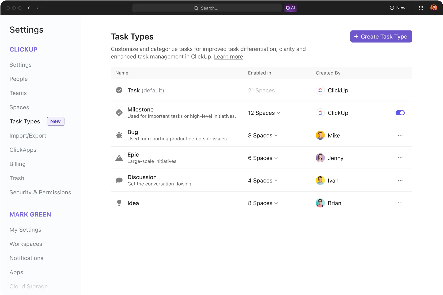 Tarea de ClickUp: conocimiento del producto en el servicio de atención al cliente