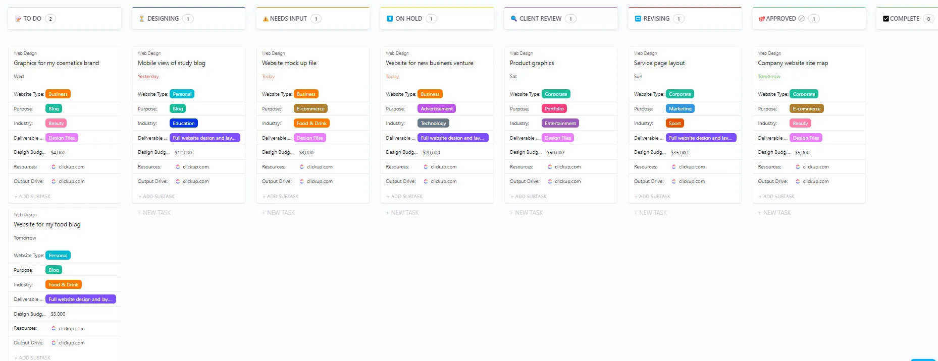 ClickUp 웹 디자인