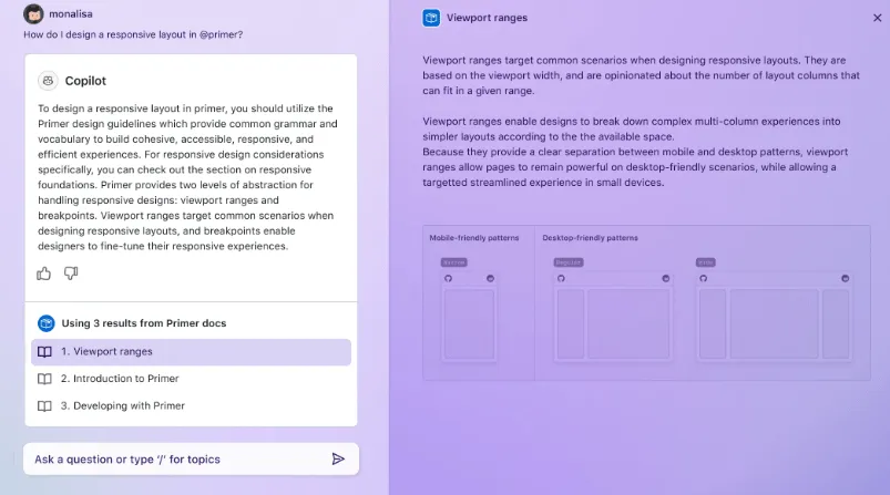 L'interface de GitHub Copilot, claire et facile à utiliser