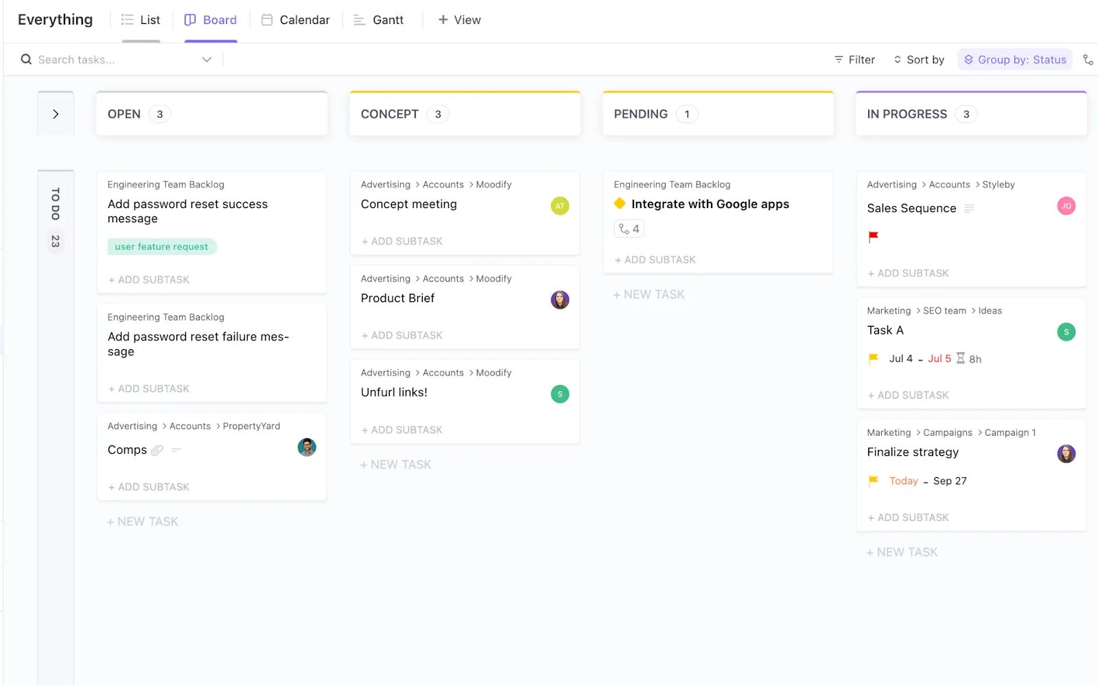 ClickUp-Board-Ansicht