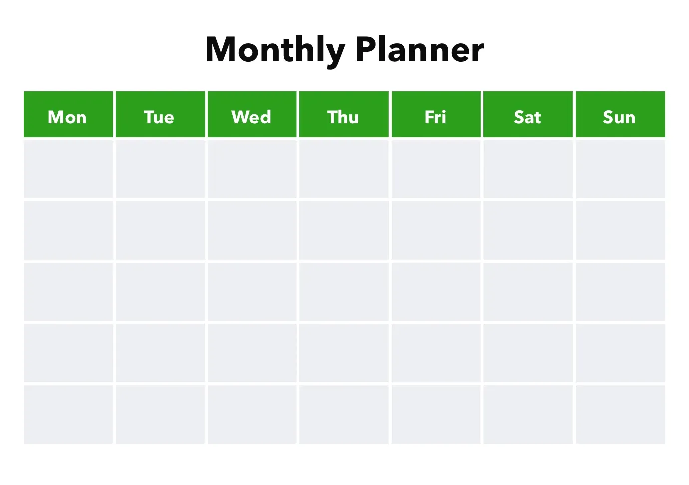 Modello mensile Excel Planner di QuickBooks