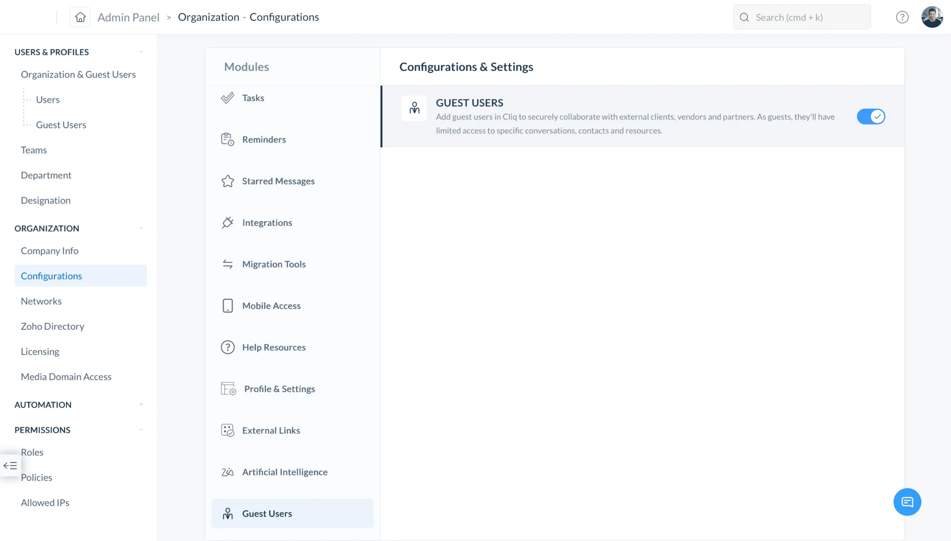 zdroj: Zoho Cliq: Alternativy k Pumble