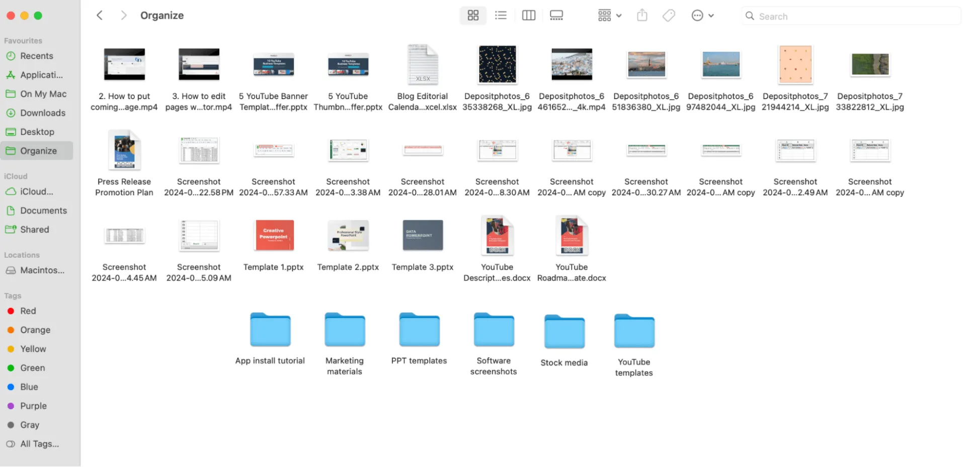 Crie subpastas no Mac