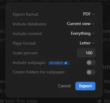 Formato de página de Notion