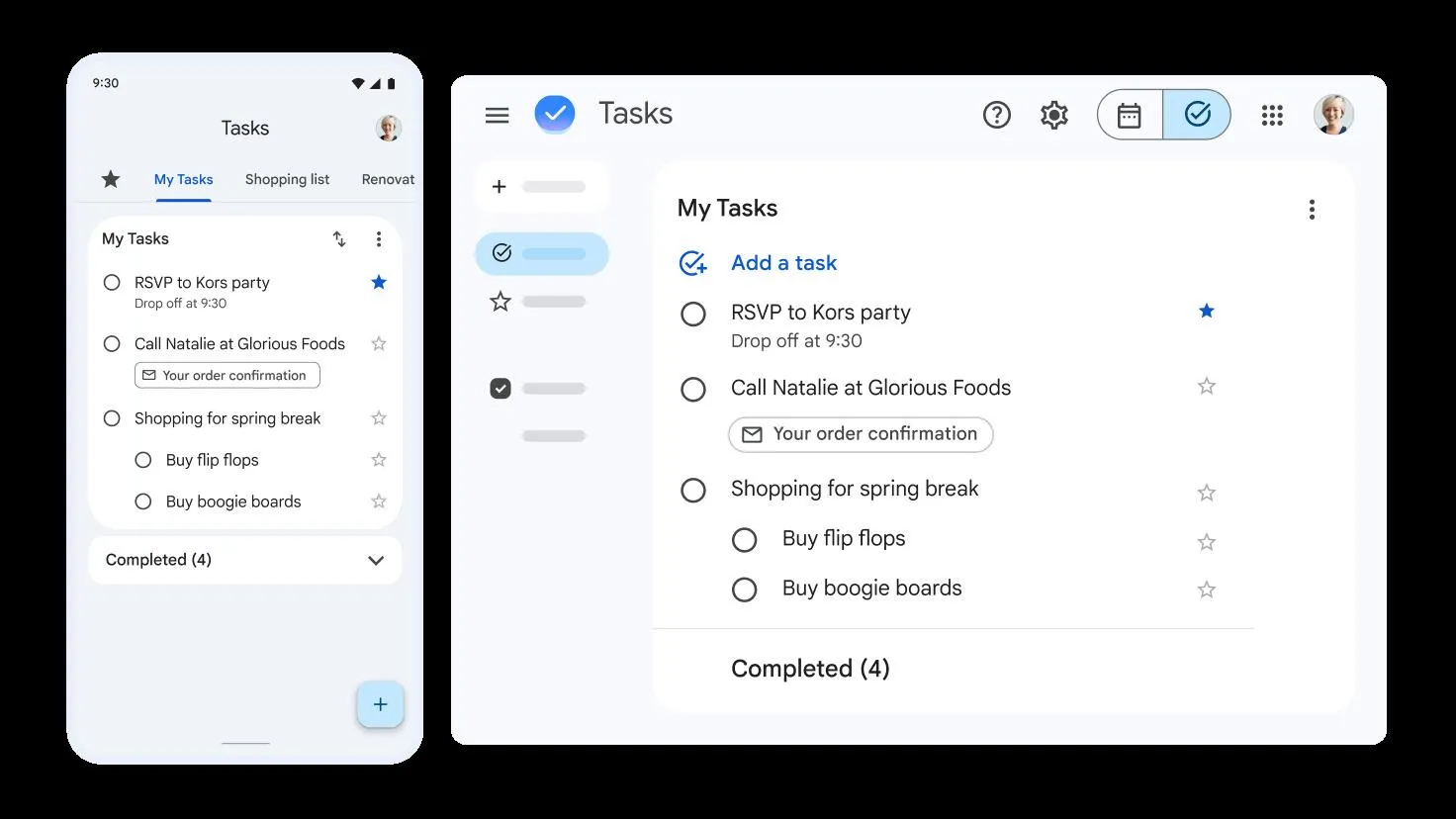 Úkoly se synchronizují mezi počítačem a telefonem díky stejnému účtu Google