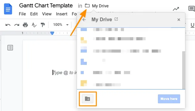 Tạo một thư mục dành cho các mẫu quản lý dự án trong Tài liệu Google