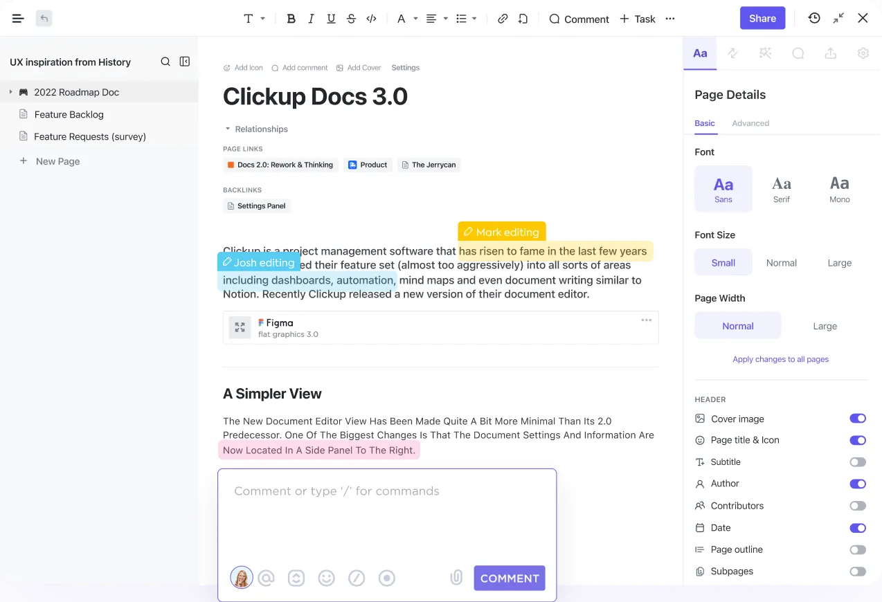 واجهة ClickUp