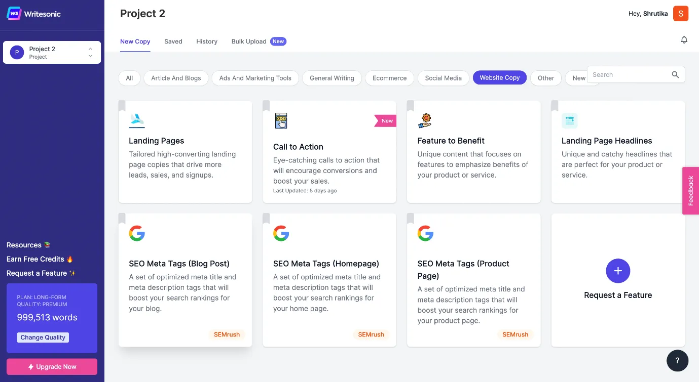 Writesonic per la generazione di contenuti ottimizzati per i motori di ricerca (SEO)