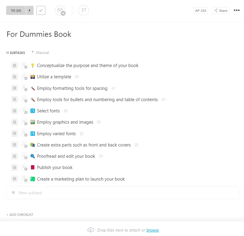 Modèle Notion Second Brain : modèle de livre ClickUp For Dummies