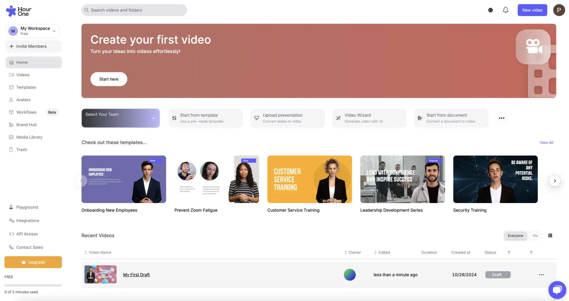 Los mejores generadores de vídeo con IA: Hour One (el mejor para vídeos rápidos con avatares de IA)