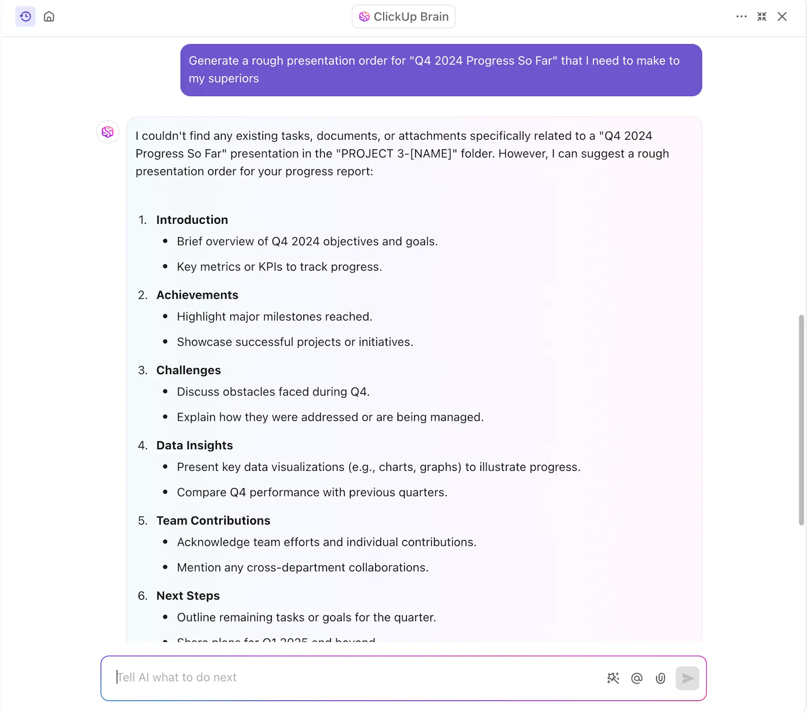 ClickUp Brain : comment utiliser Gemini dans Google Slides