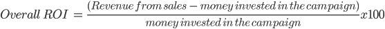 Formula del ROI complessivo