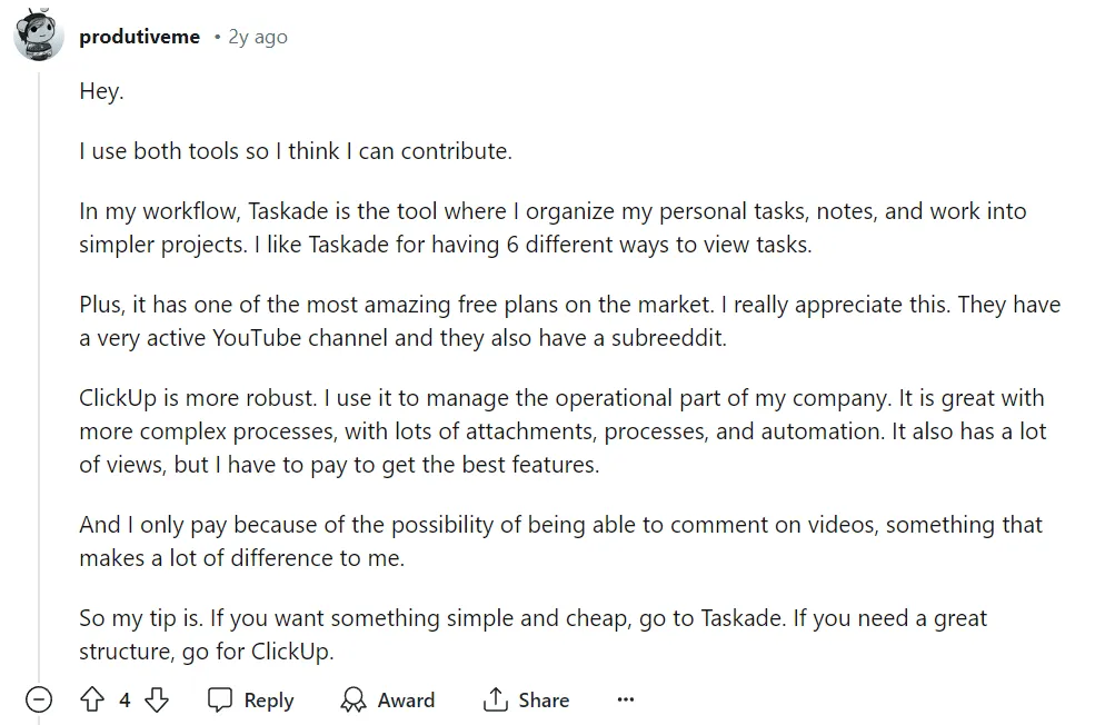 Taskade vs ClickUp : avis Reddit sur les alternatives à Jira