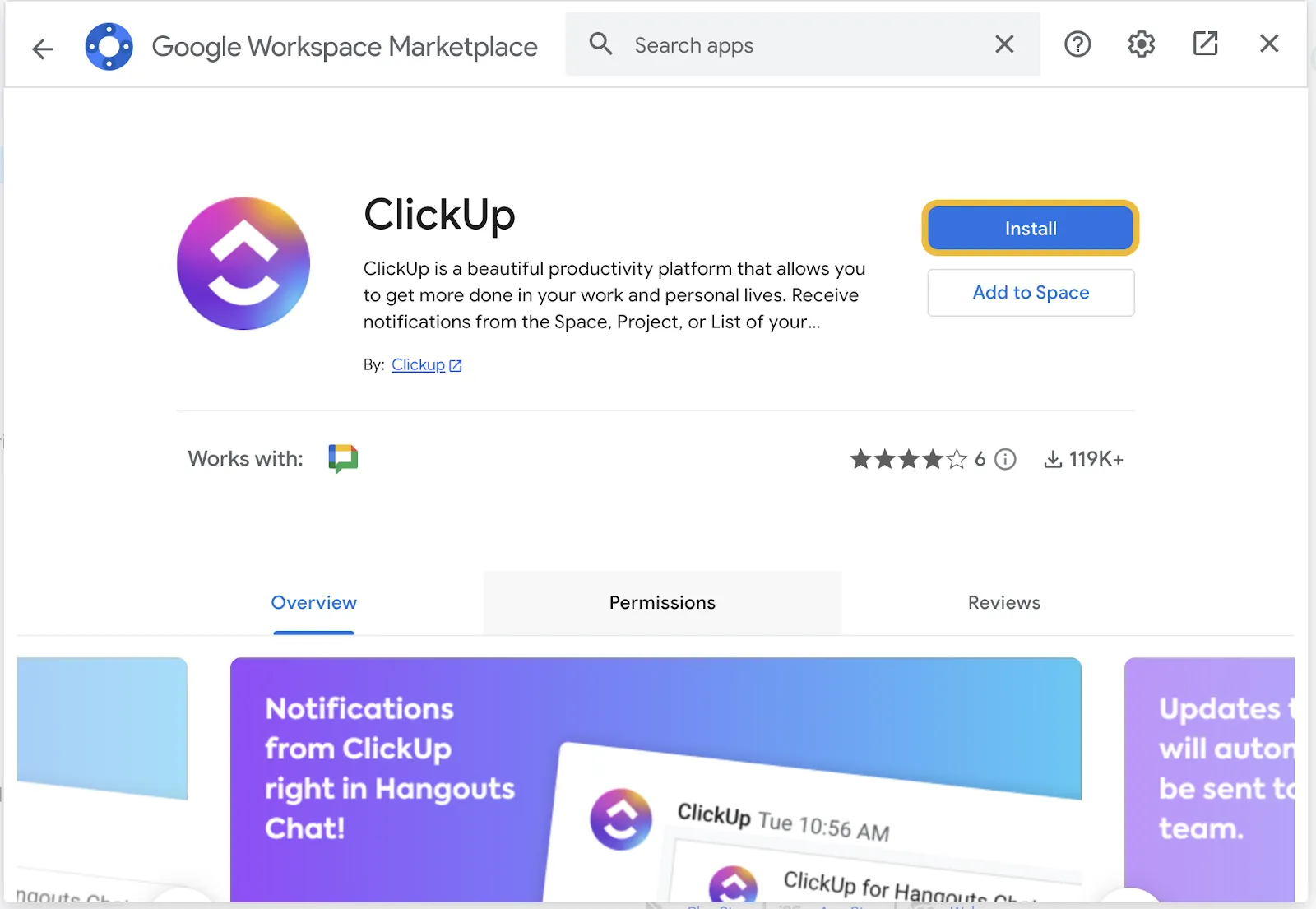 ClickUp Comment programmer des messages sur Google Chat
