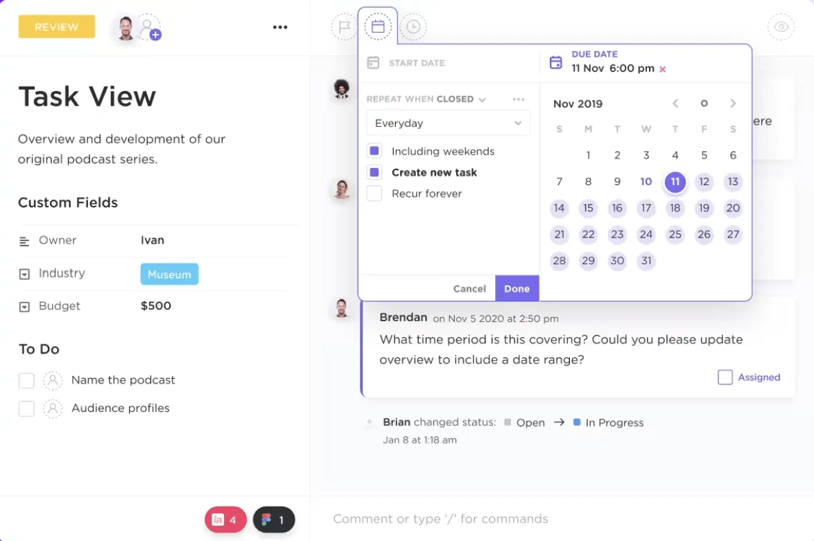 ClickUp Nhiệm vụ lặp lại